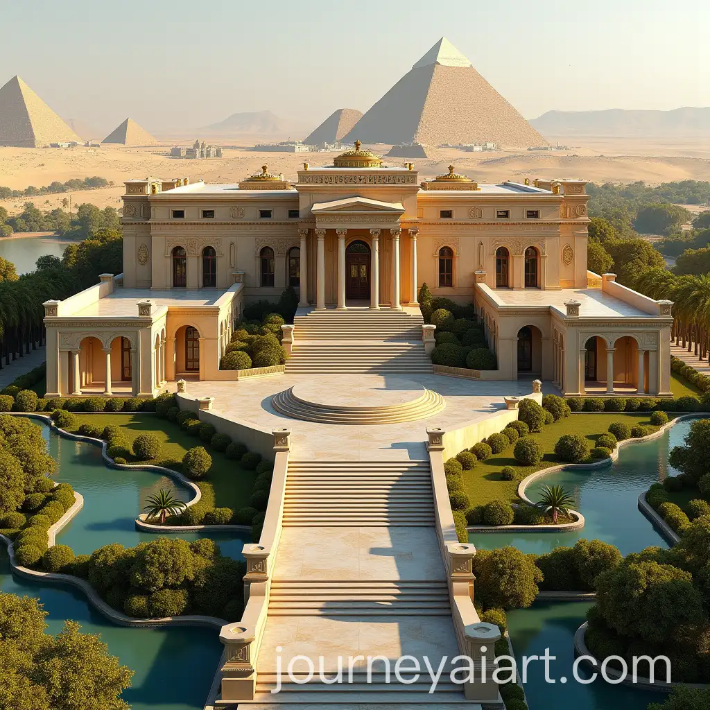 Luxurious-Egyptian-Palace-on-Vast-Nile-Estate-with-Classical-and-Egyptian-Architecture