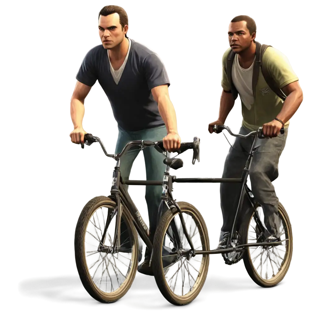 Gta V: Franklin, Michael and Trevor on bicycles