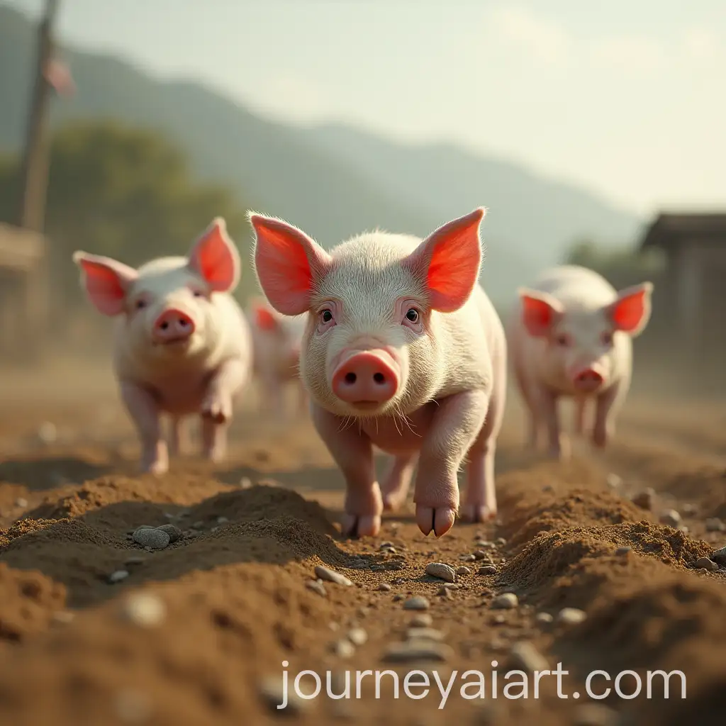 Chinese-Pigs-Escaping-from-Farm-and-Fighting-Farmers-in-Rural-Setting