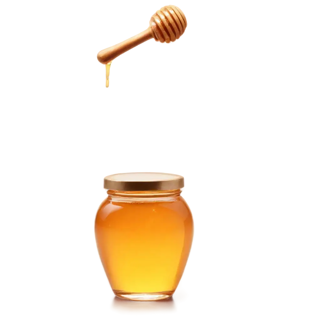 a round transparent jar with honey