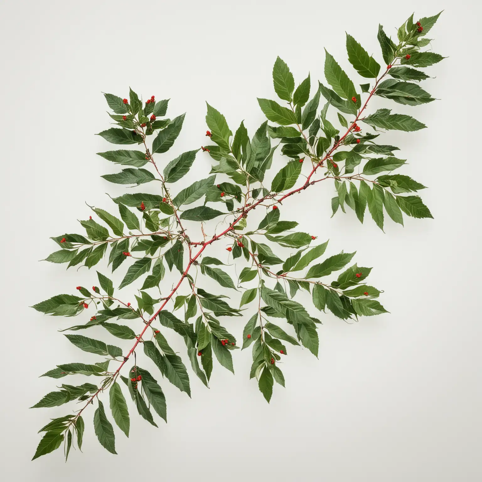 Sumac-Plant-Branch-with-Leaves-on-White-Background