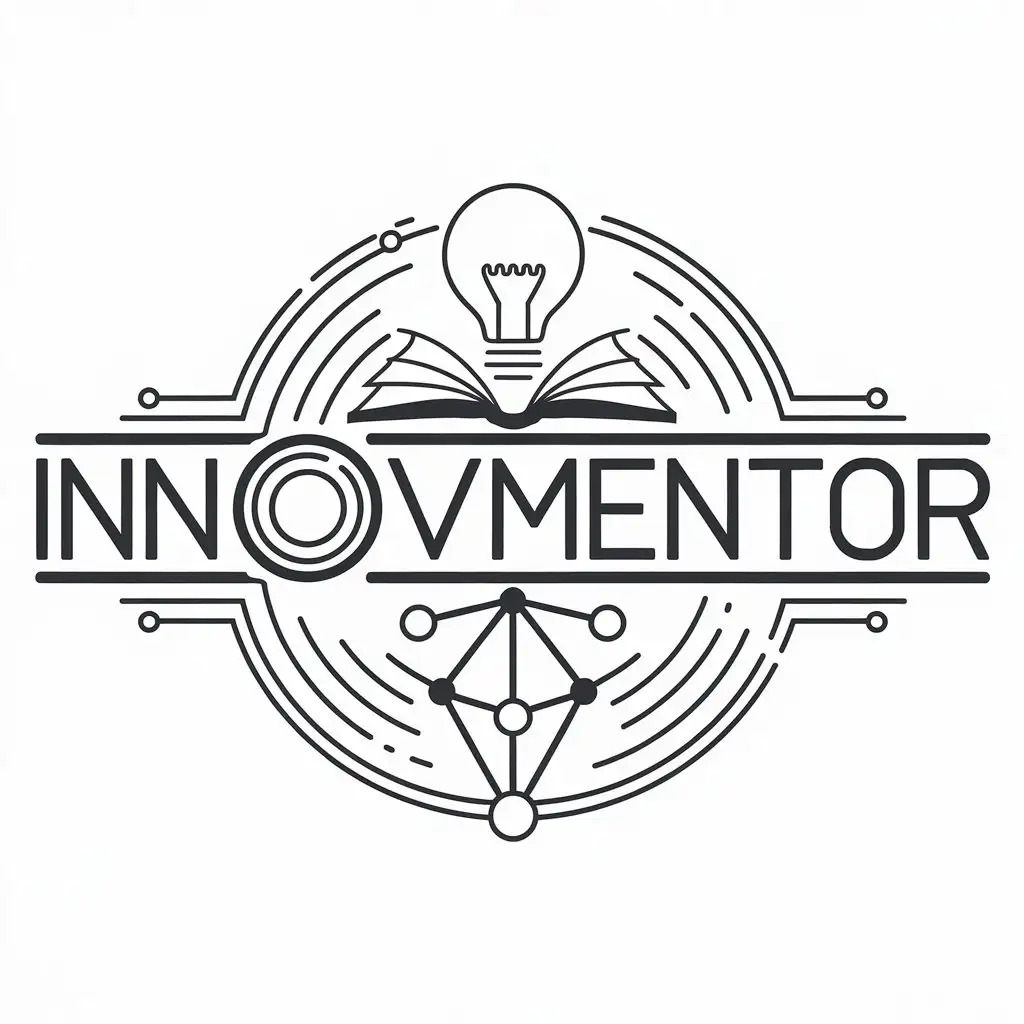 LOGO Design for InnovMentor Light Bulb Open Book and Connected Network Symbol with a Clear Background for Education Industry