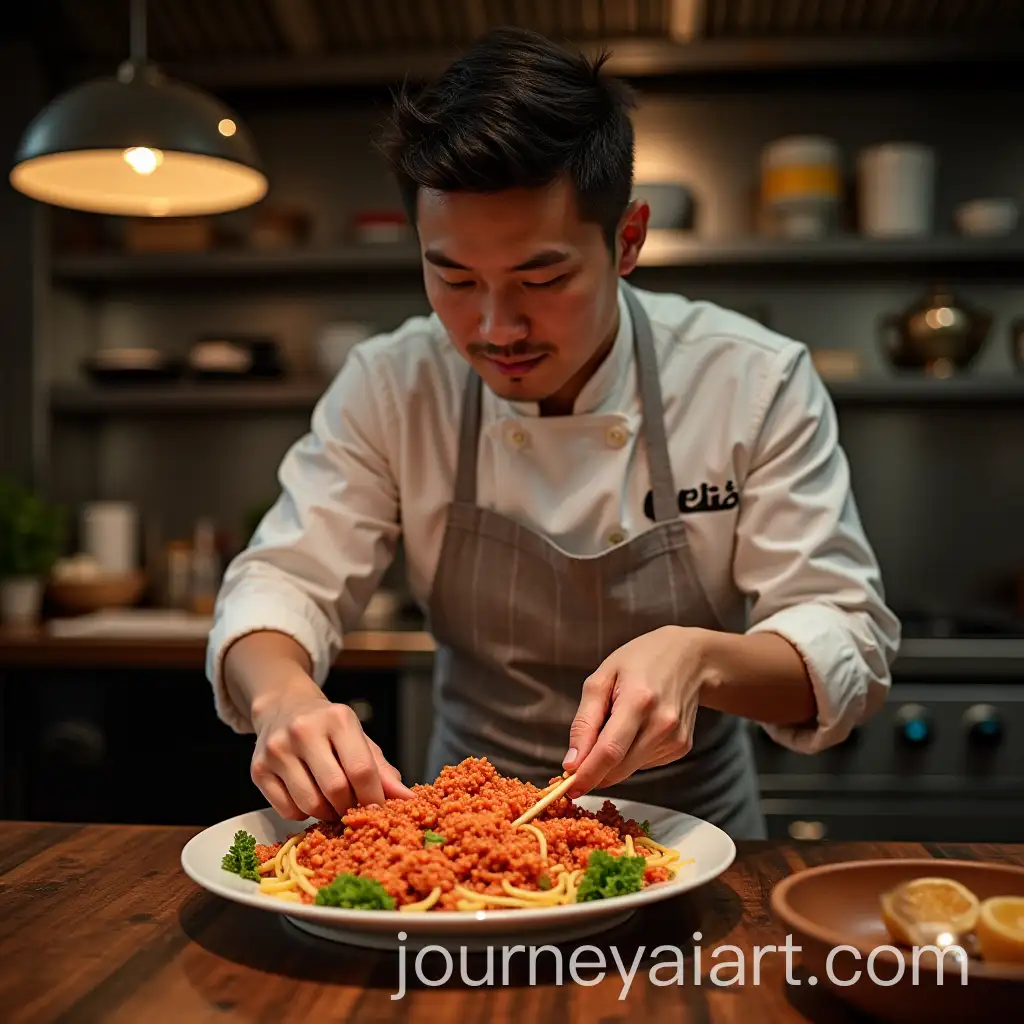 Messi-Preparing-Chinese-Food-in-Restaurant-Kitchen