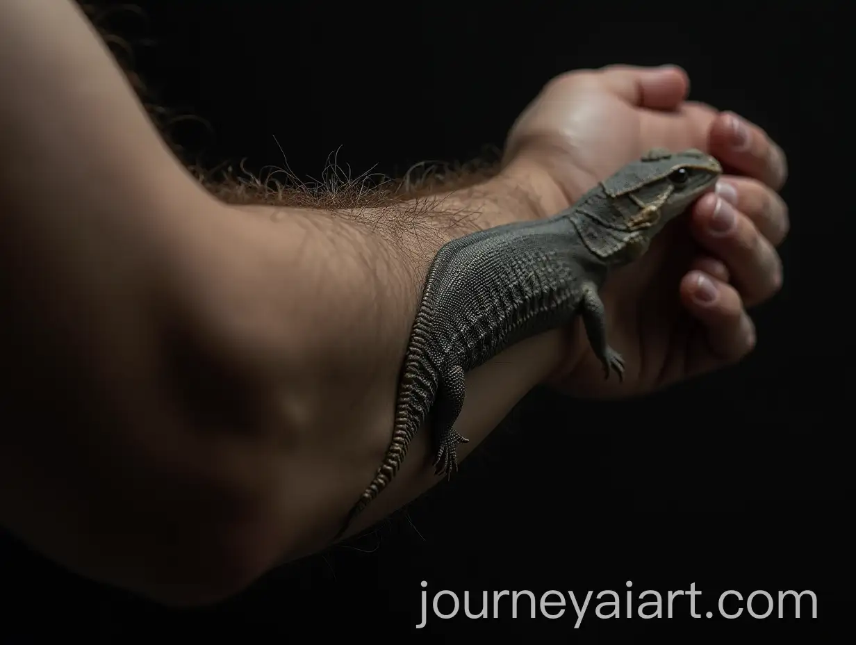 Mans-Arm-Revealing-Reptile-Skin-Underneath