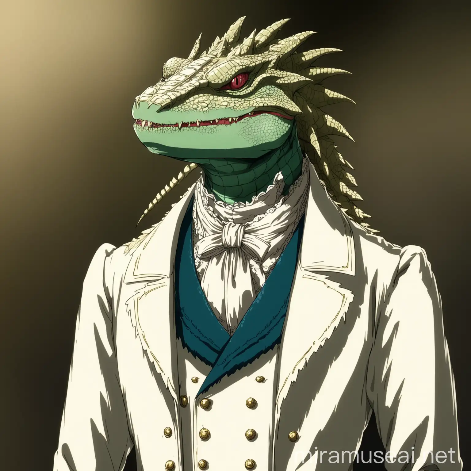 AnimeInspired Lizardman in Elegant Victorian Attire