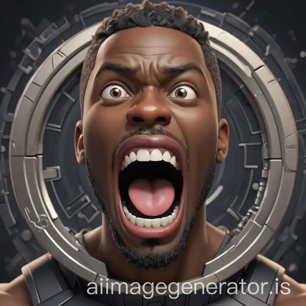 Futuristic-Crypto-Currency-Token-with-3D-Black-Man-Face-Saying-Ahhh