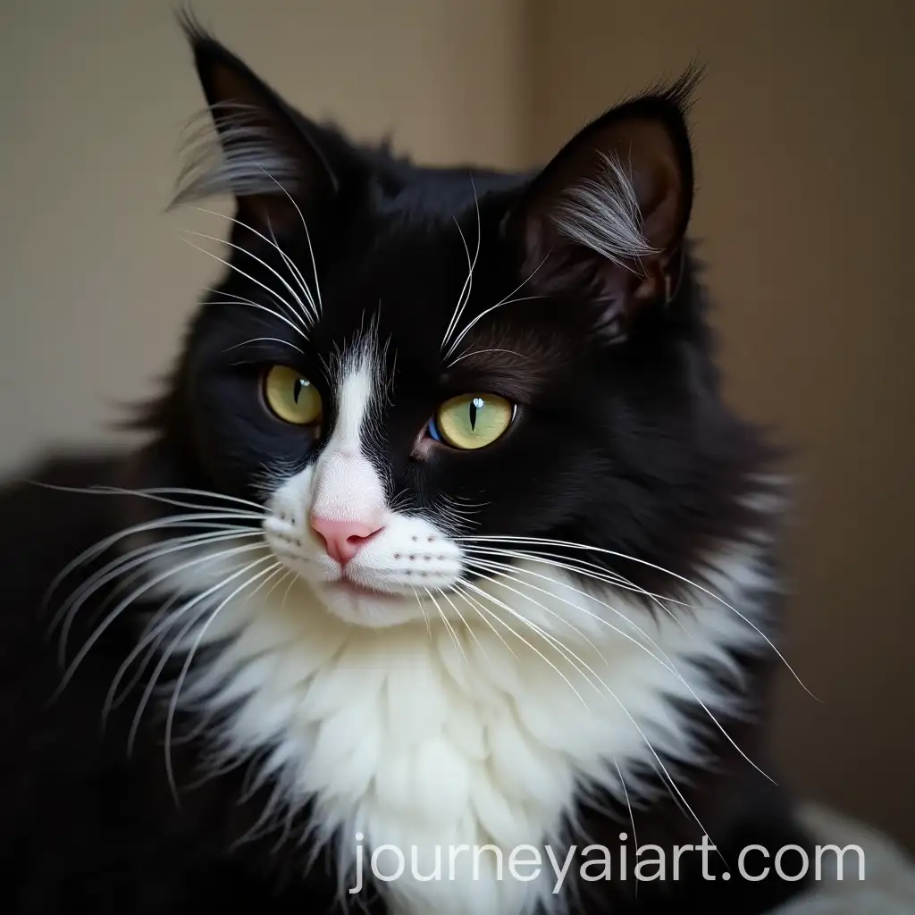 Tuxedo-Cat-with-Angora-Fur-in-a-Stylish-Portrait