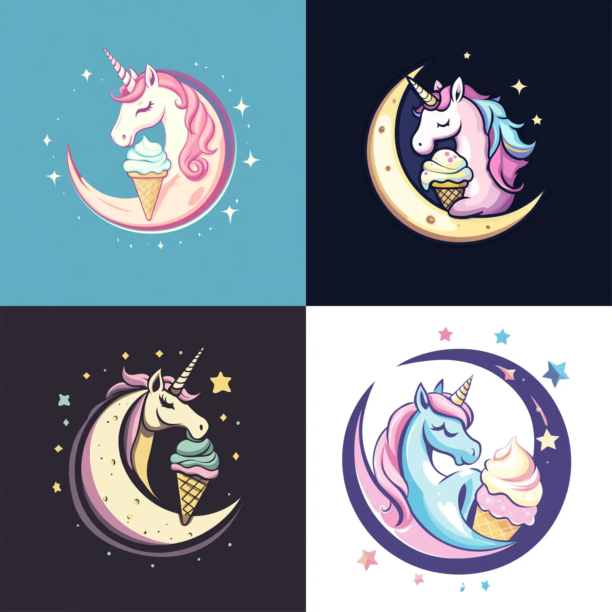 Whimsical-Logo-Design-Featuring-Crescent-Moon-Unicorn-and-Ice-Cream-Cone