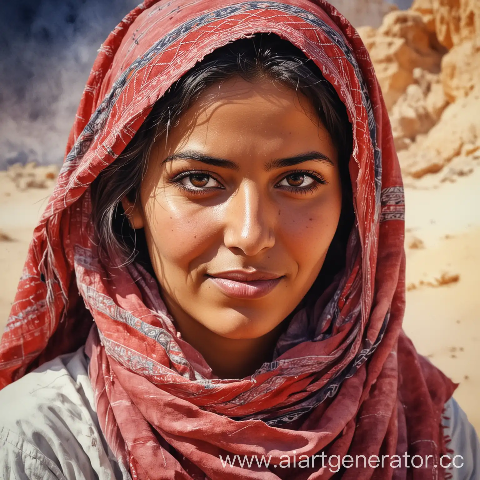 Bedouin-Tunisian-Woman-in-a-Masterpiece-Digital-Watercolor-Illustration