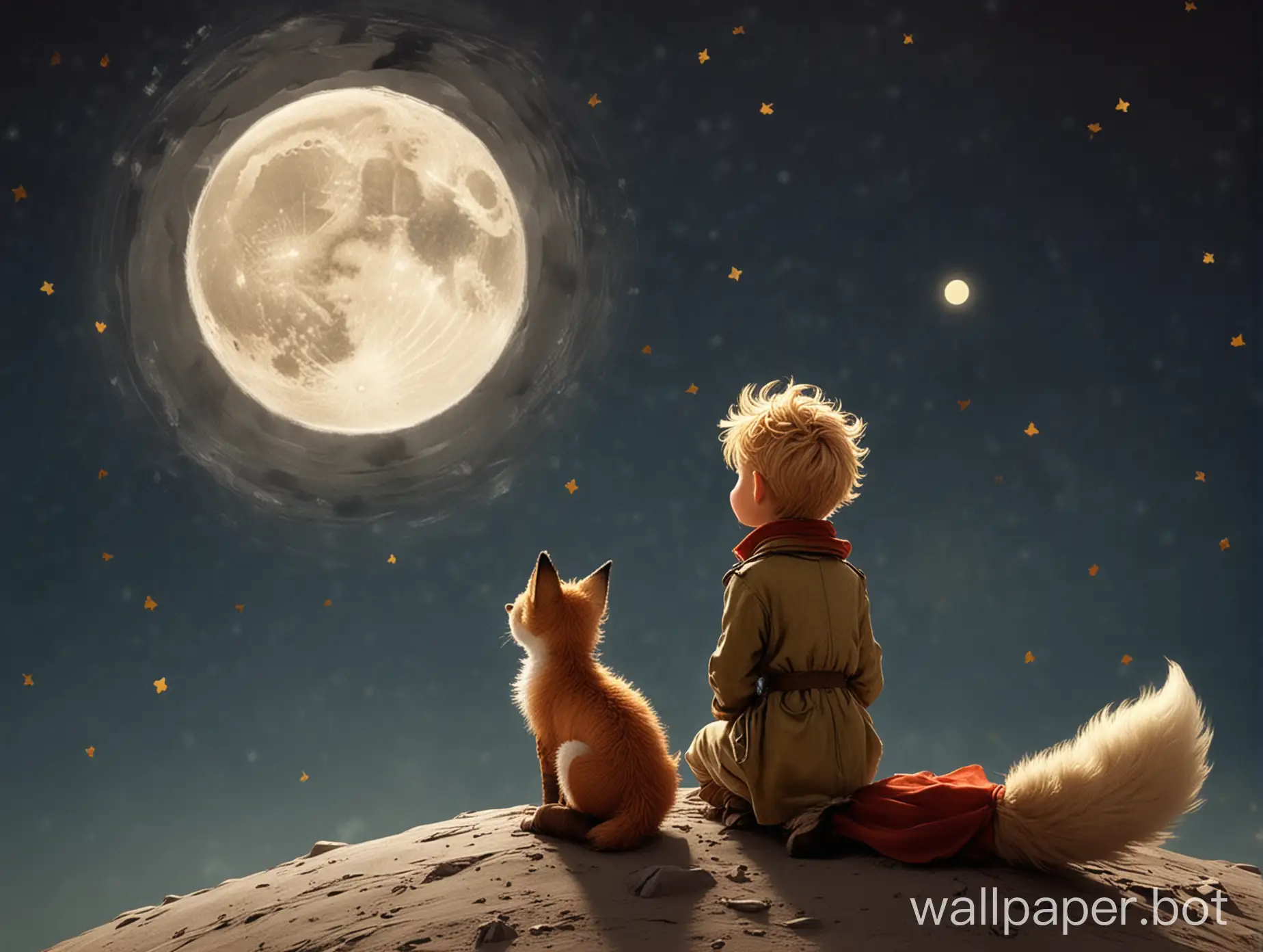 The-Little-Prince-and-Fox-in-Moonlight-Fantasy-Art