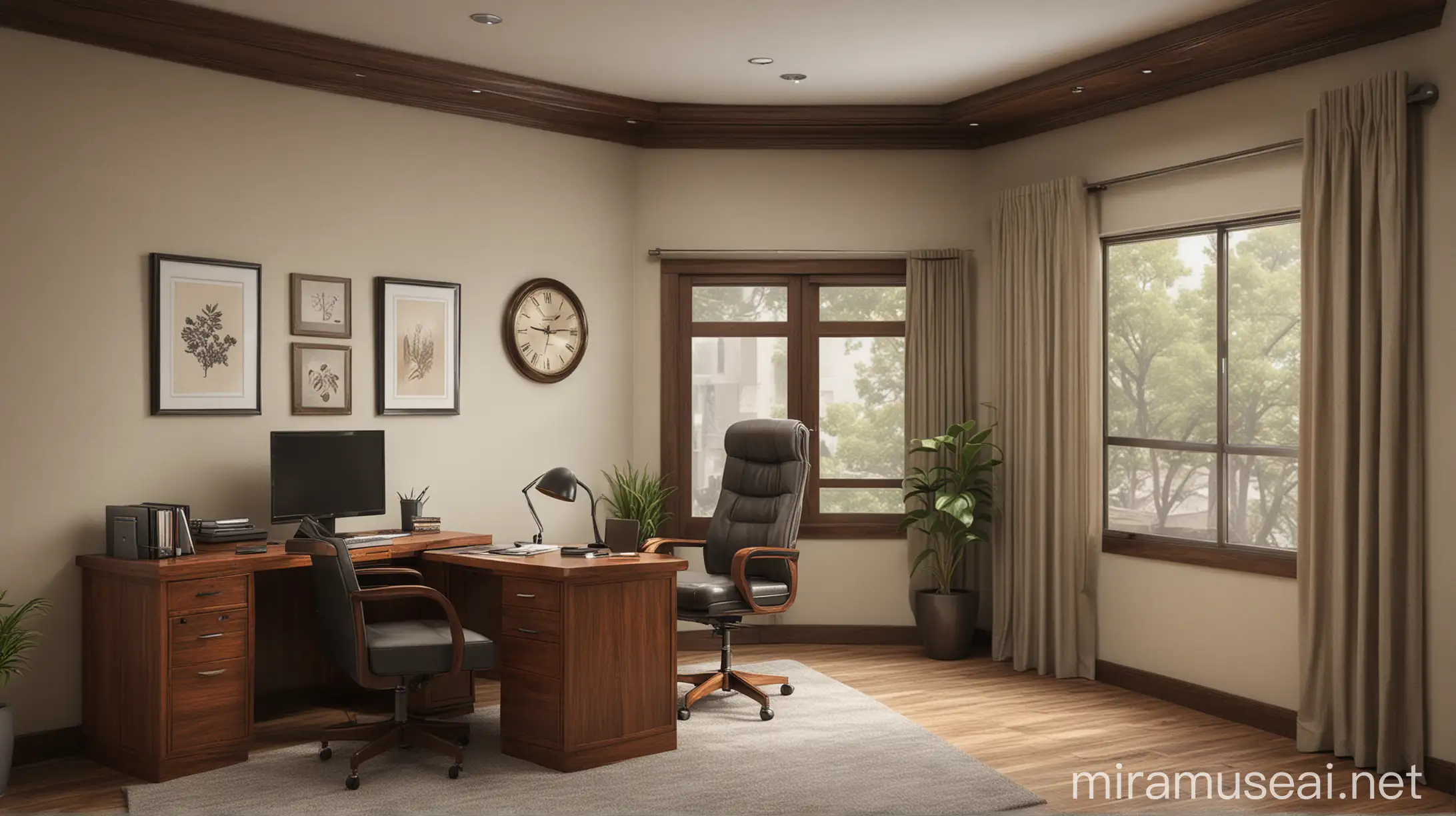 Modern Directors Office Interior Design with Executive Desk and Sofa Seating