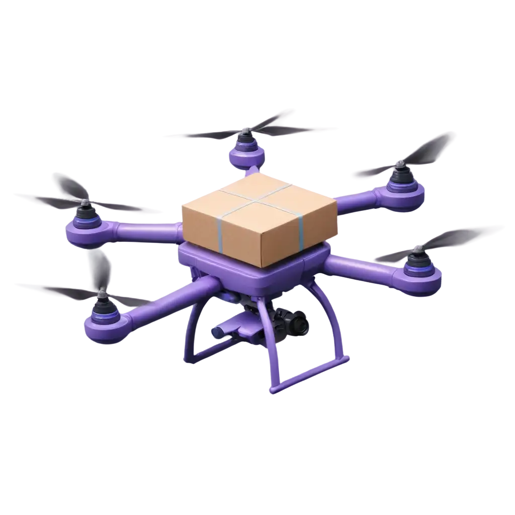 Realistic-Quadcopter-Carrying-Packages-PNG-Image-PurpleBlue-Drone-Design