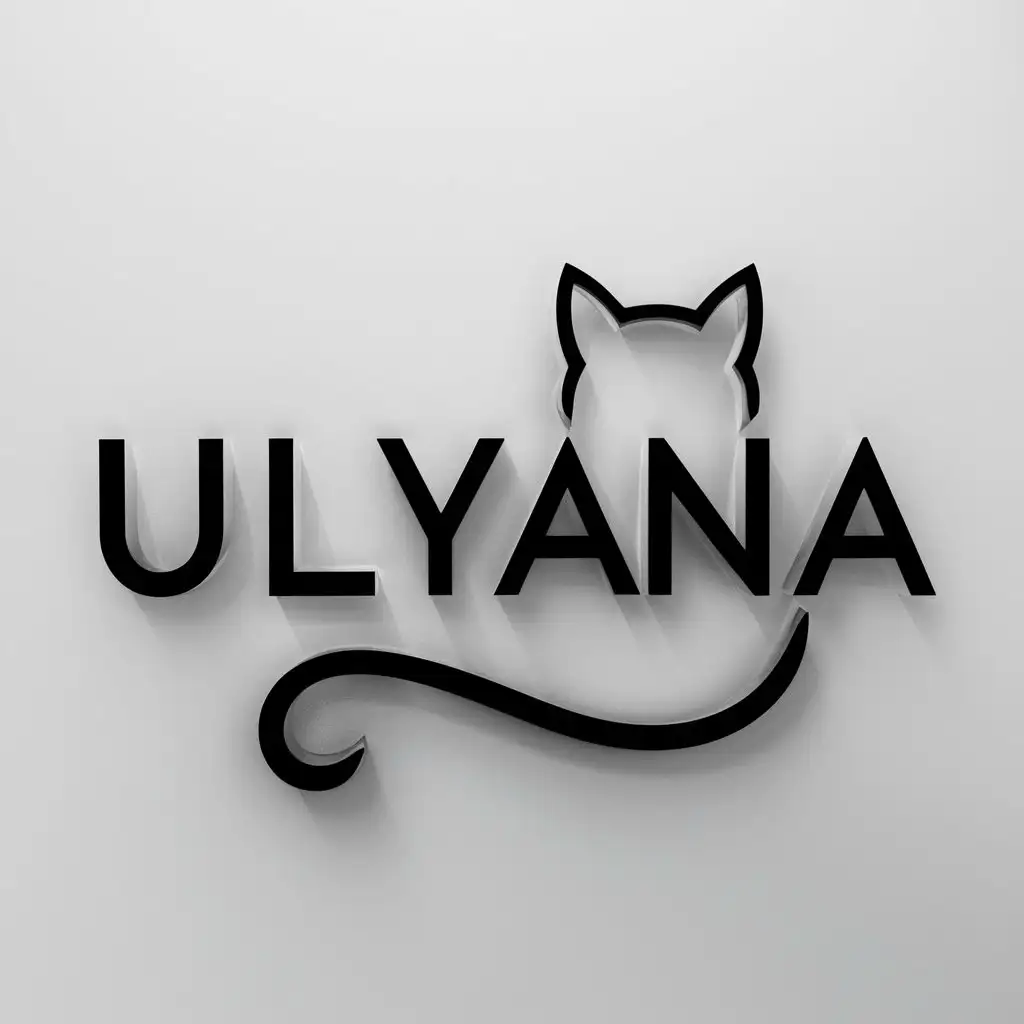 a logo design,with the text "Ulyana", main symbol:cat,Minimalistic,clear background