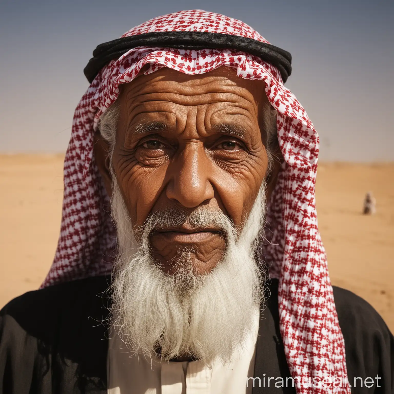 Old Saudi Arabian Man in Traditional Attire Smiling