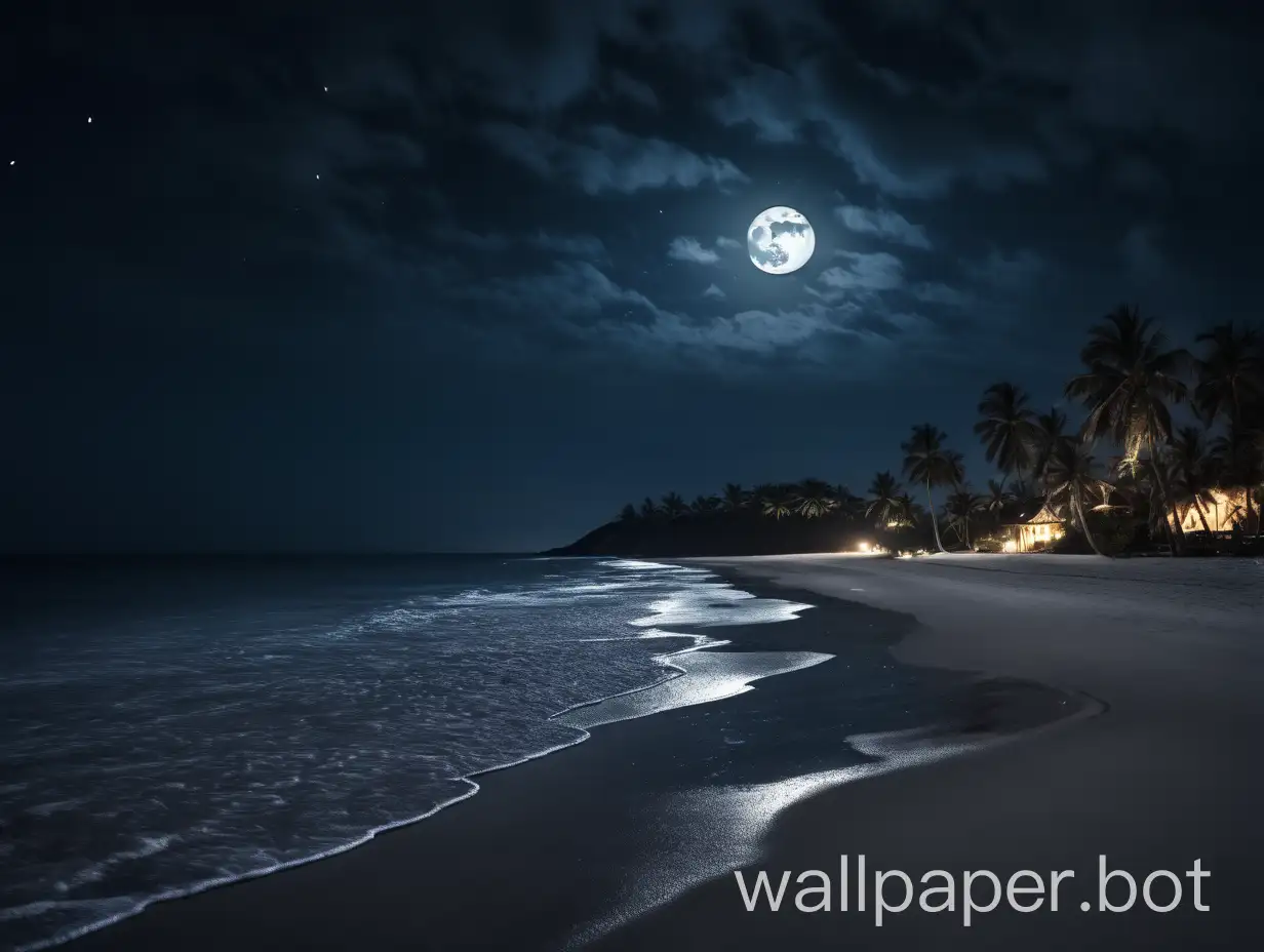 Beach at night   with a mooon( Dark theme)