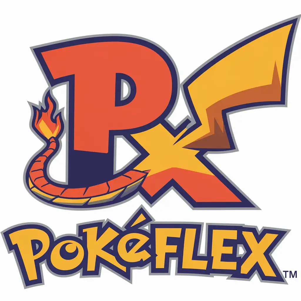 LOGO Design for Pokeflex Charizard and Pikachu Tails Merged with Letters P and X for Entertainment Industry