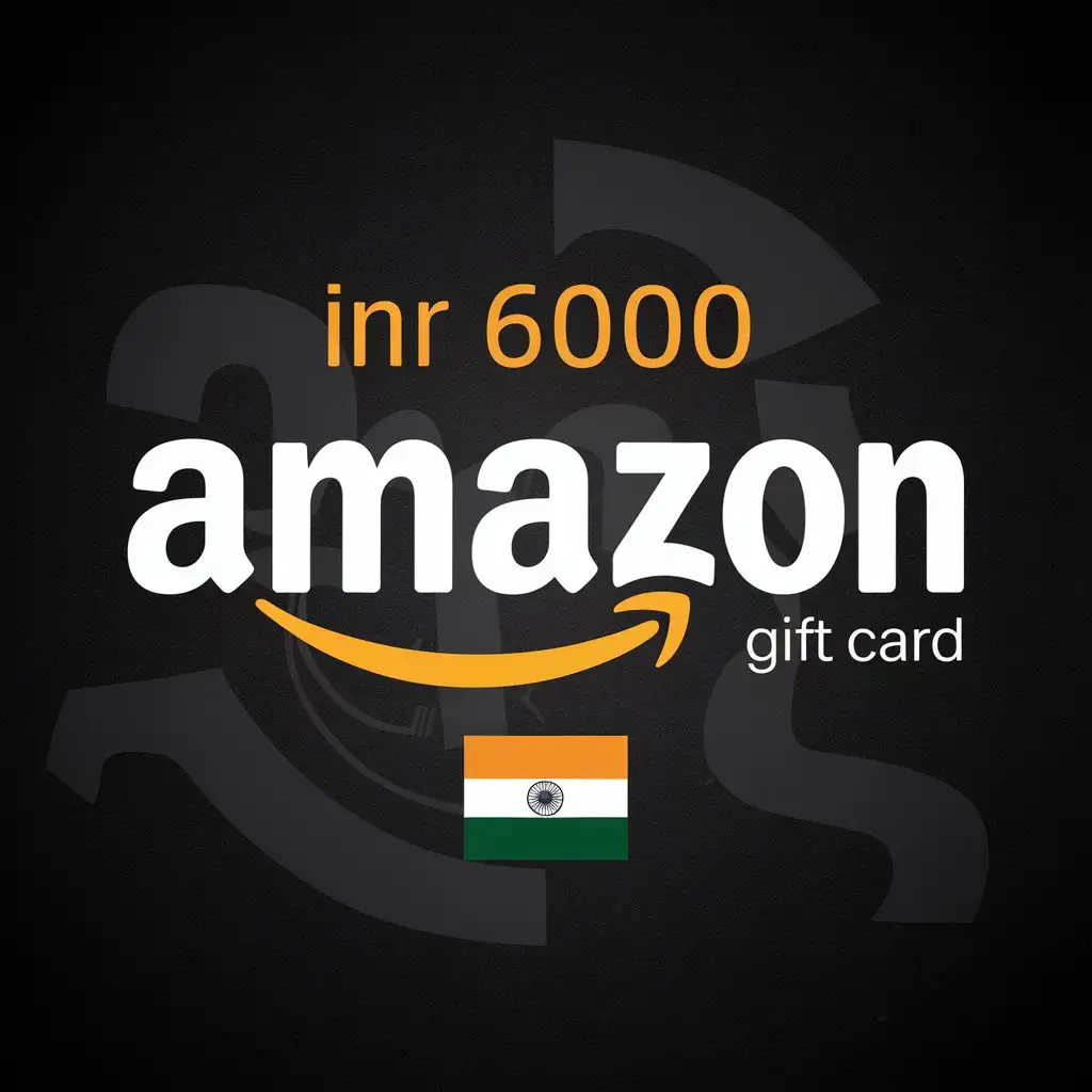 LOGO Design For Digital Amazon Gift Card INR 6000 with Black Background and Yellow Arrow Symbol