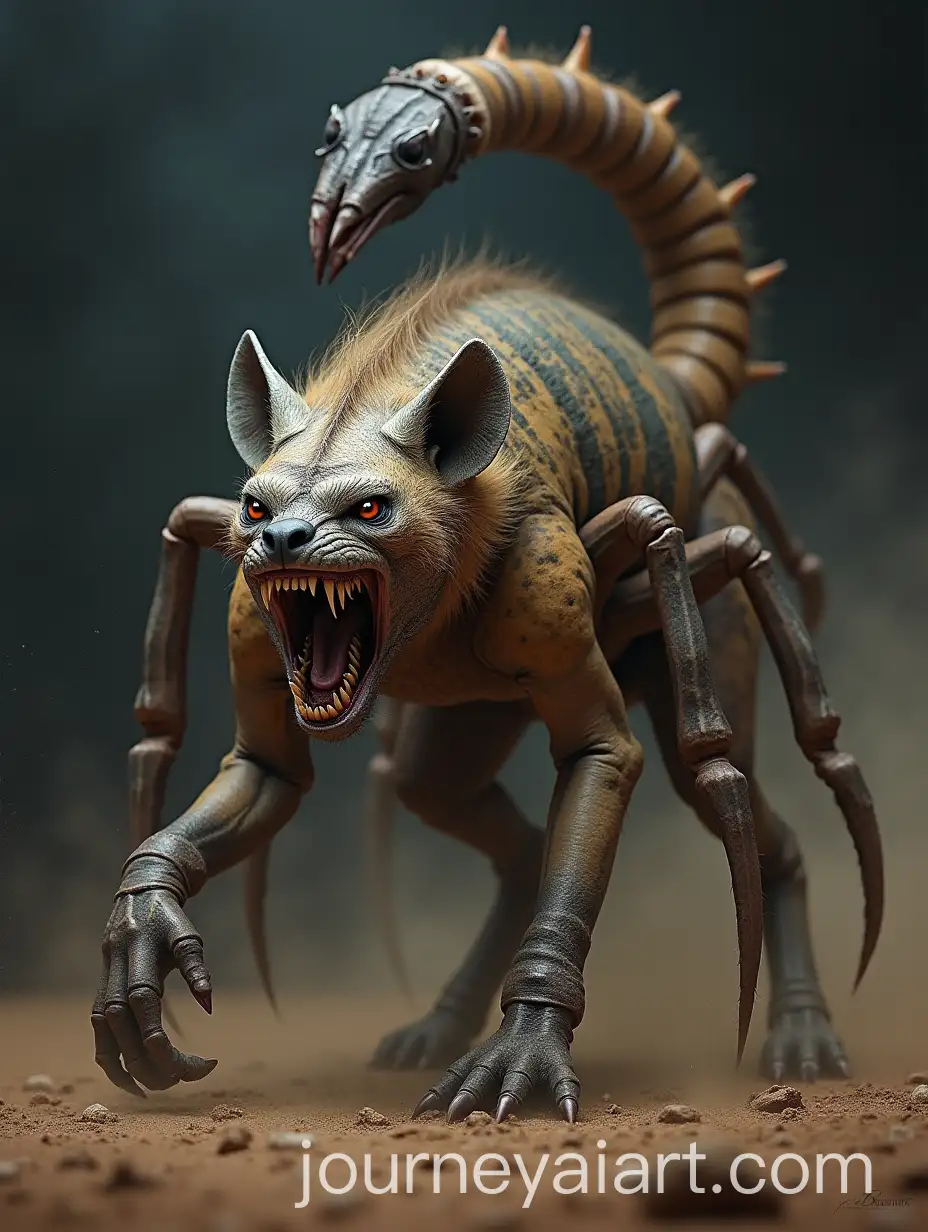 Fierce-Hybrid-Creature-HyenaScorpion-Menace-in-Dark-Environment