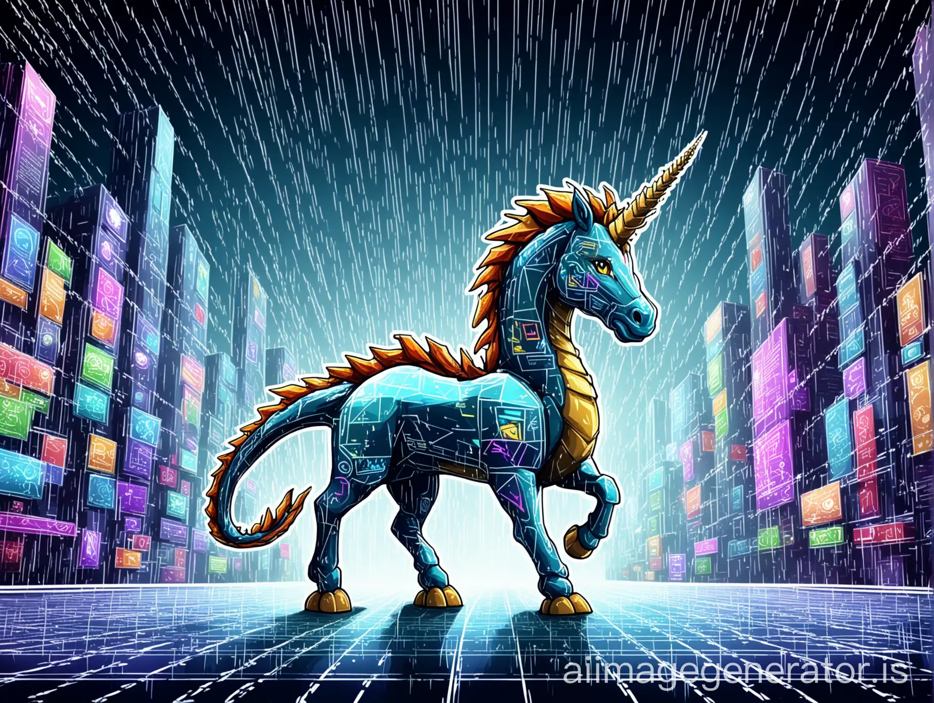 Futuristic-Lucky-Dragon-Mascot-with-Unicorn-Horn-and-Digital-Effects