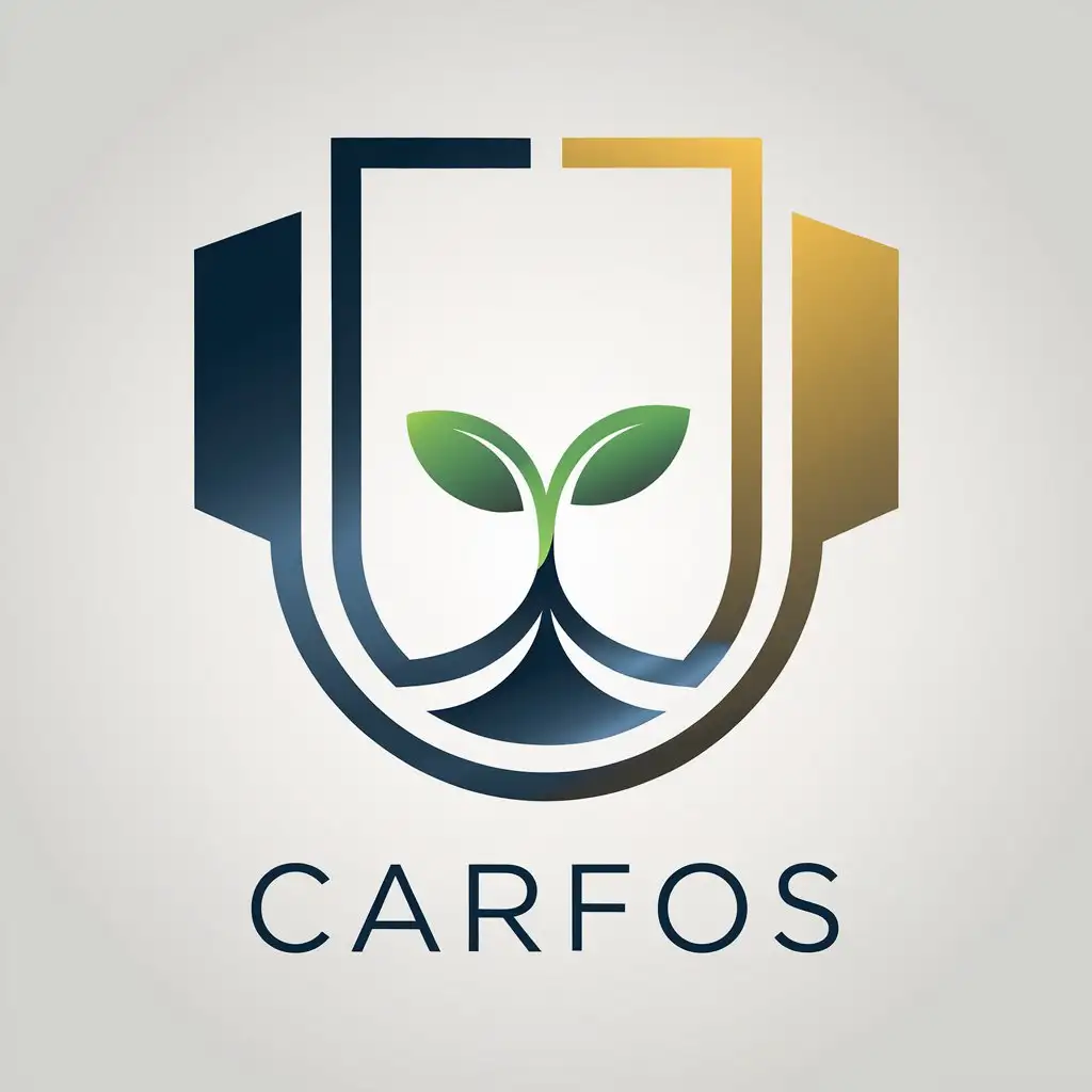 LOGO Design for Carfos Minimalist Shield with Green Seedling Dark Blue to Gold Gradient for Financial Industry