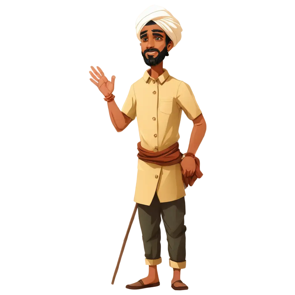 Poor-Indian-Male-Servant-with-Turban-Cartoon-PNG-HighQuality-Image-for-Diverse-Uses