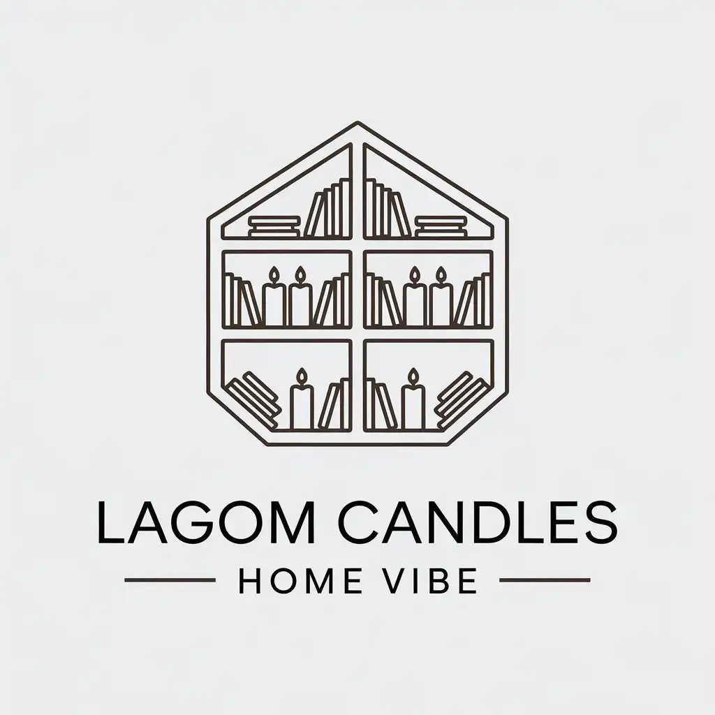 LOGO Design for Lagom Candles Home Vibe Pentagon Bookshelf and Candles with Minimalist Home Theme