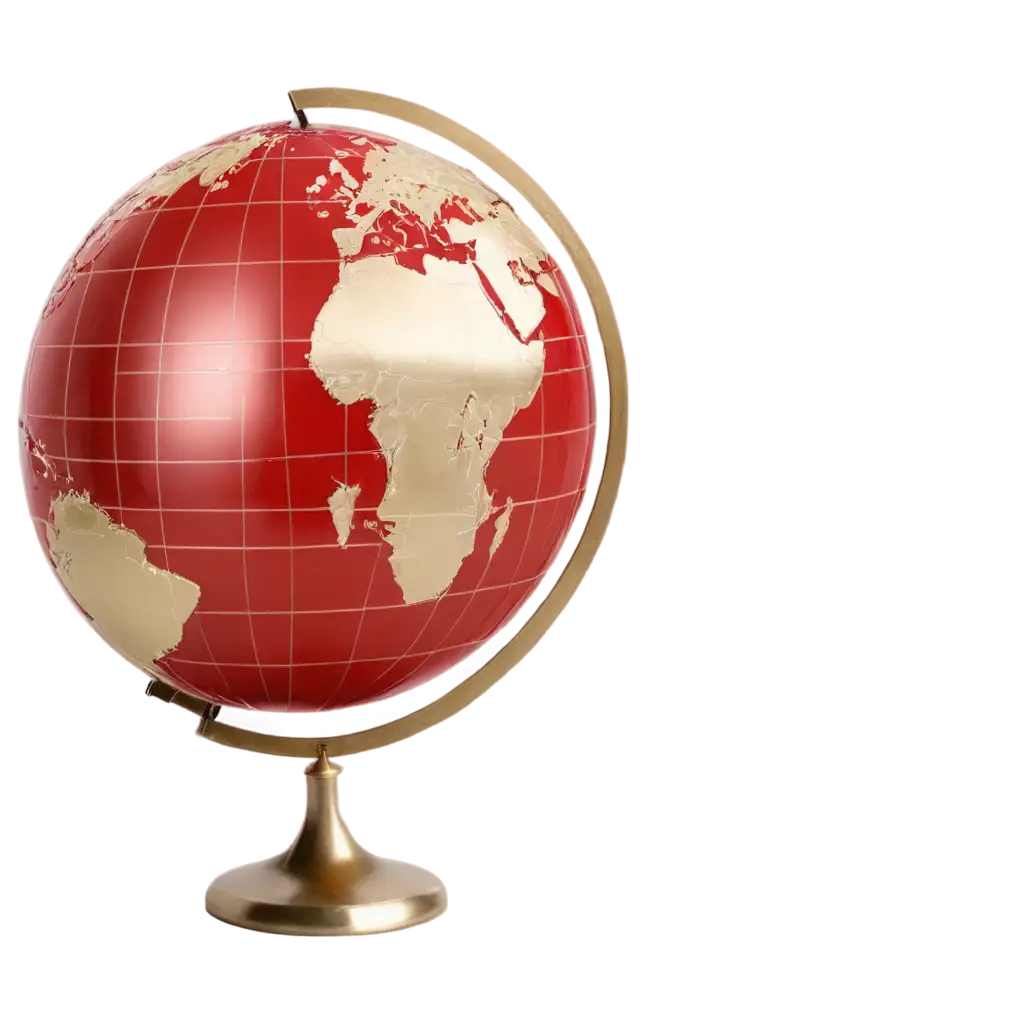 Stunning-Red-Metallic-Earth-Globe-PNG-A-Symbol-of-Global-News-in-Gold-Hafezin