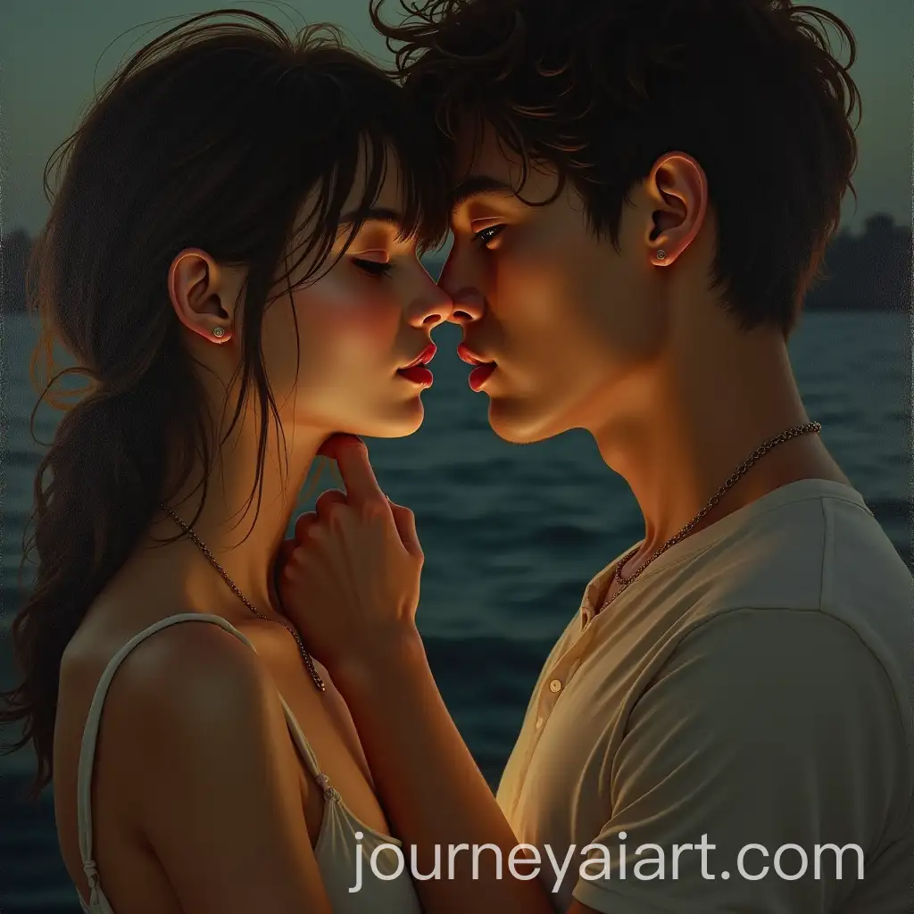 Passionate-Couple-in-Intimate-Moment-with-Evening-Breeze-and-Romantic-Realism