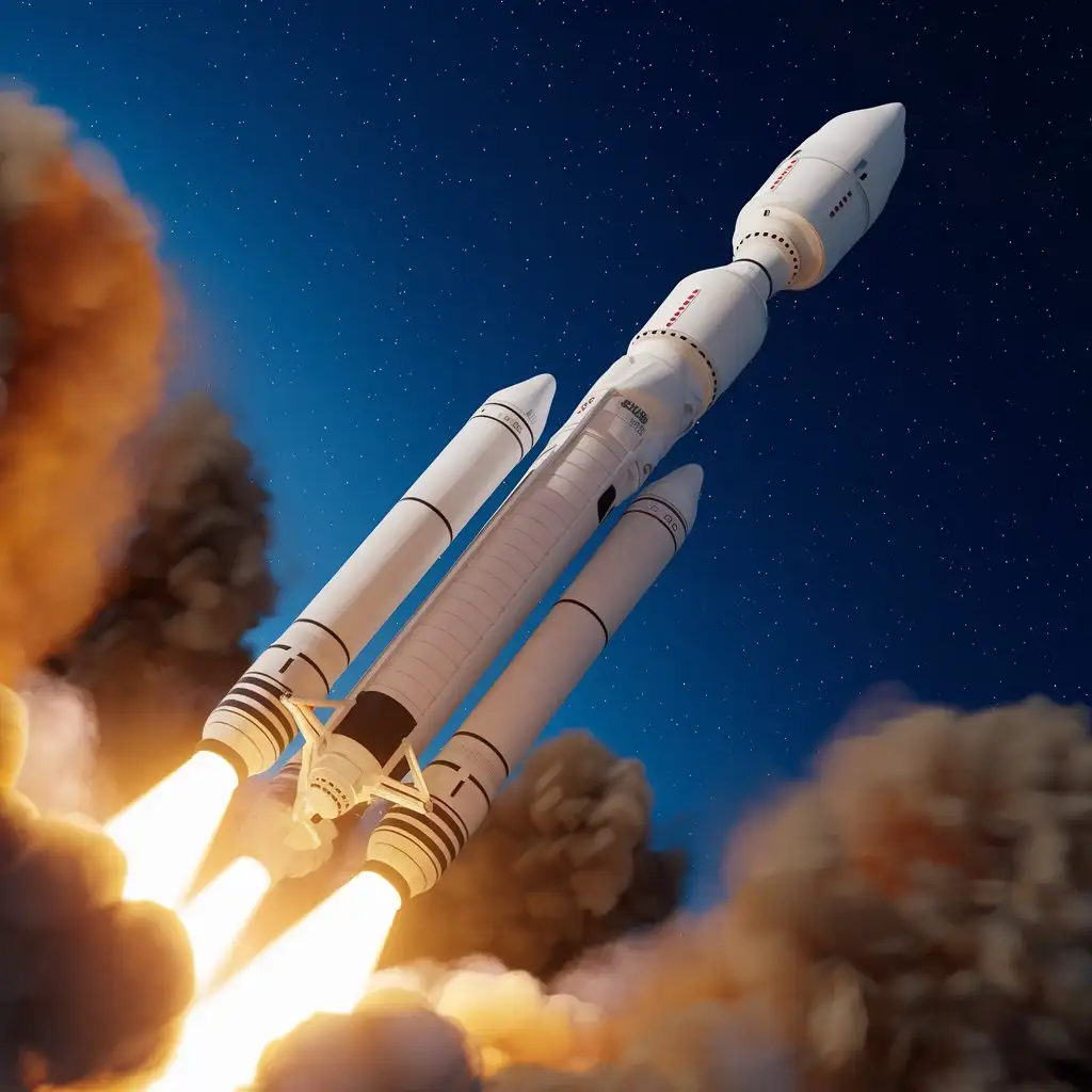 Rocket-Launch-into-Space-with-Detaching-Engine-Stages-3D