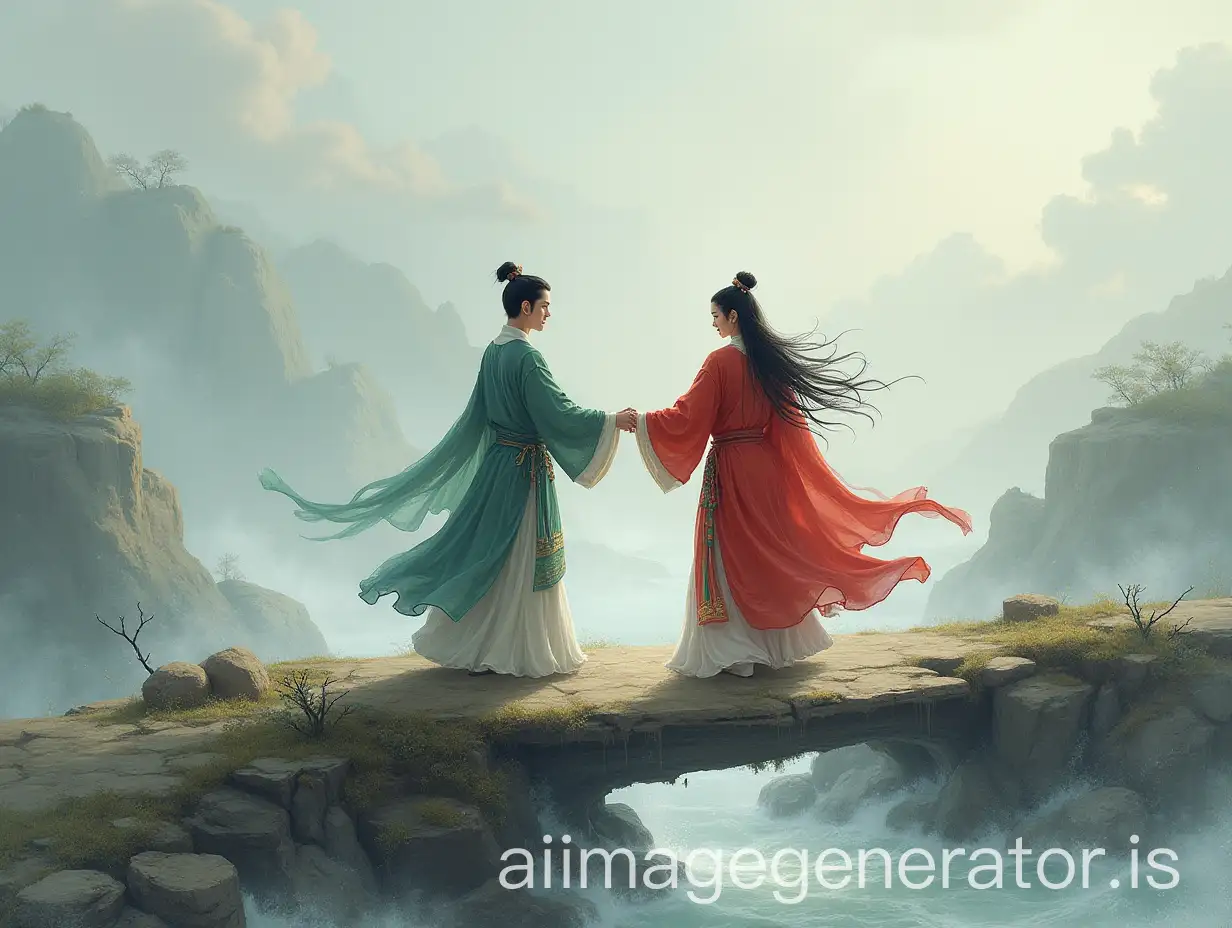 Xu-Xian-and-Bai-Niangzi-Farewell-on-the-Broken-Bridge-in-a-Classic-Chinese-Legend