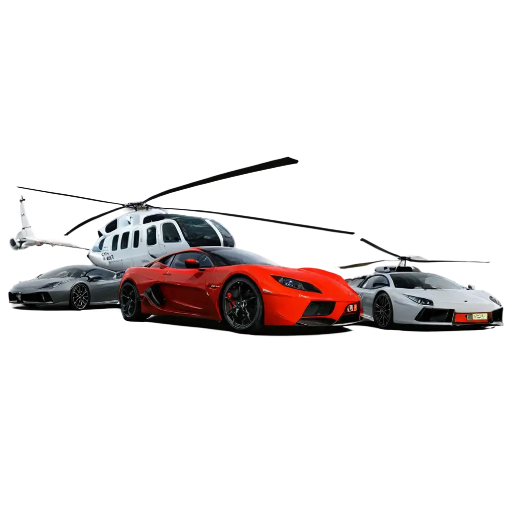 Supercars-in-Front-of-Helicopter-PNG-HighQuality-Image-for-Dynamic-Designs-and-Marketing