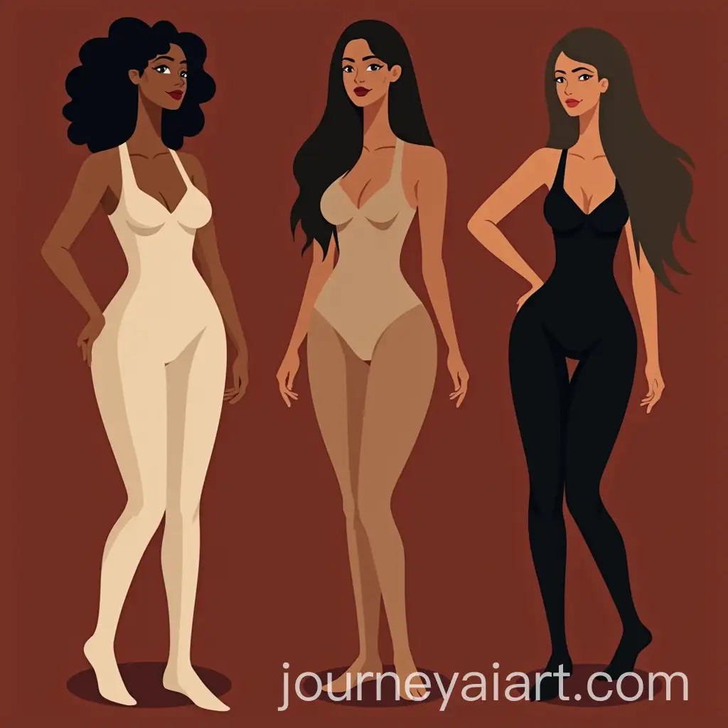 Women-in-Bodyshaping-Bodysuits-on-MarsalaColored-Background-with-Gold-Accents