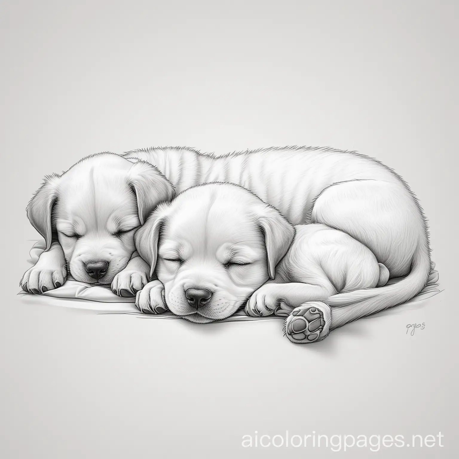 Sleeping-Dogs-and-Puppies-Coloring-Page