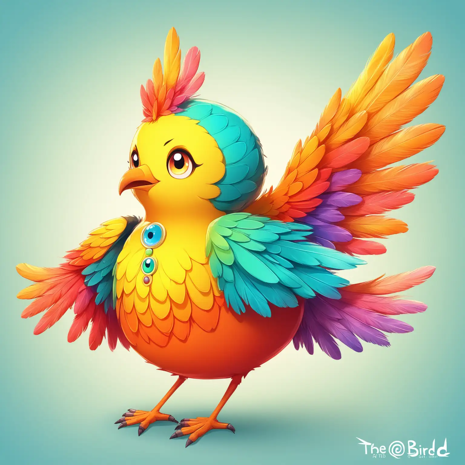 Joyful and Vibrant Bird Character with Intricate Feathers and Expressive Eyes