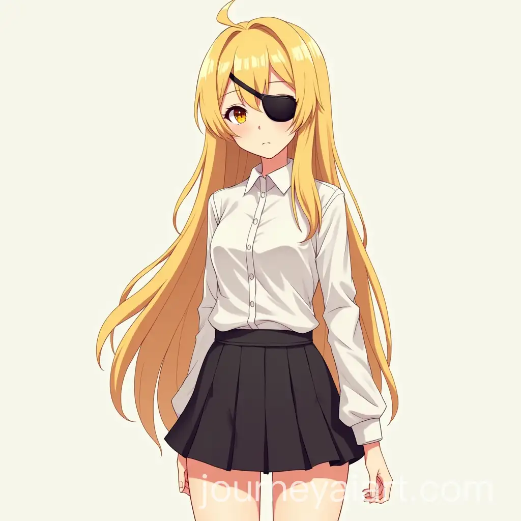 Tall-Anime-Woman-with-Long-Blond-Hair-and-Eye-Patch-in-Mini-Skirt-and-White-Shirt