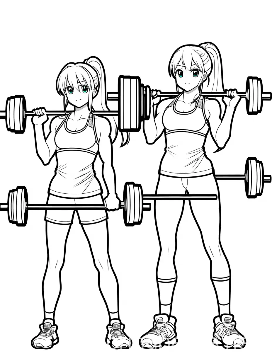 Mario-and-Mika-Asuna-Lifting-Weights-Together-Coloring-Page