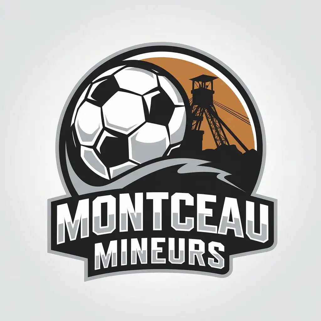 LOGO Design for Montceau Mineurs Soccer Ball Coalmine Theme