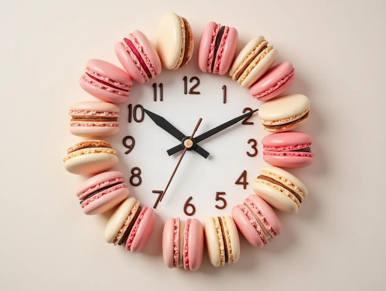 a clock with macarons instead of numbers