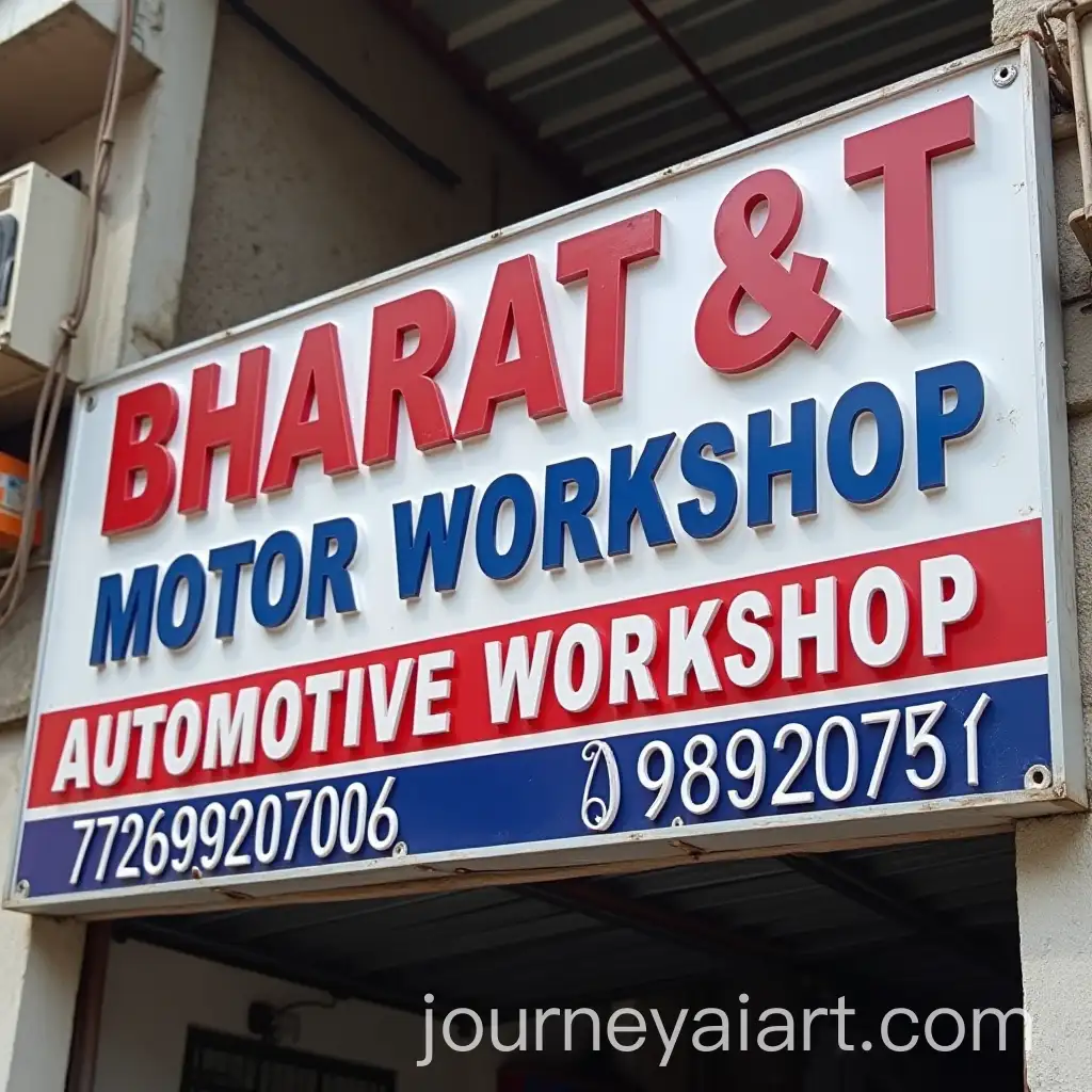 Modern-Acrylic-Signboard-for-Bharat-Motor-Workshop-with-Contact-Details