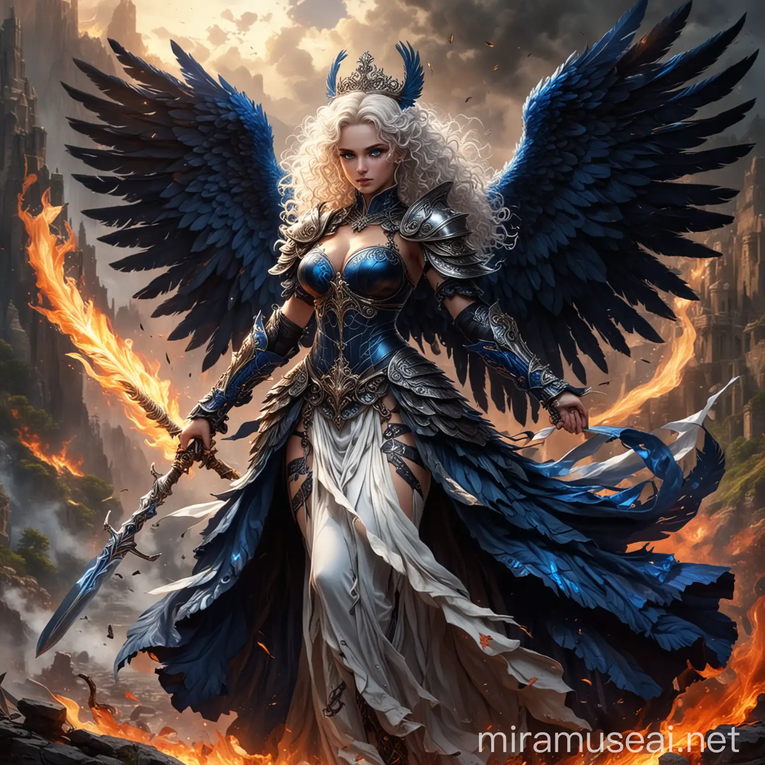 Majestic GoddessEmpresses with Fire Swords in Commanding Attack Stance