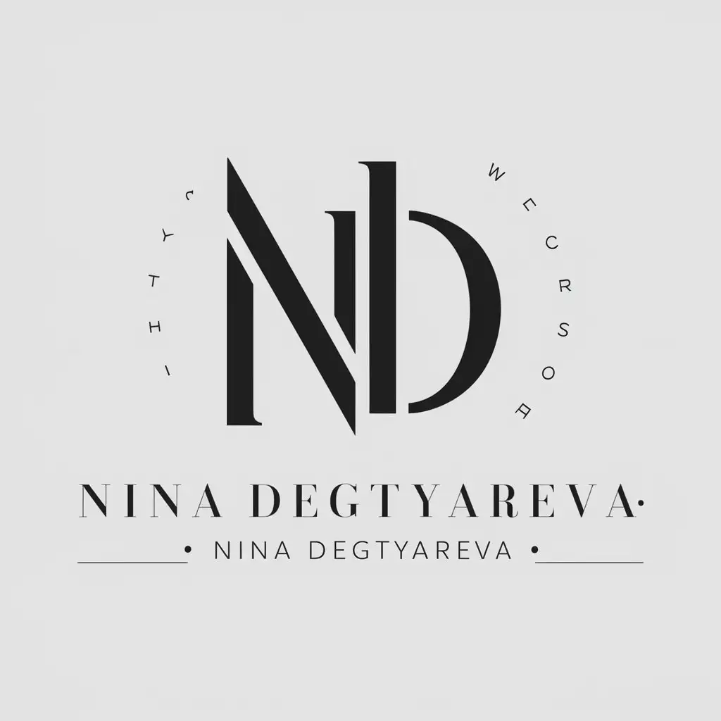 a vector logo design,with the text "TV host Nina Degtyareva", main symbol:ND,Minimalistic,be used in Entertainment industry,clear background