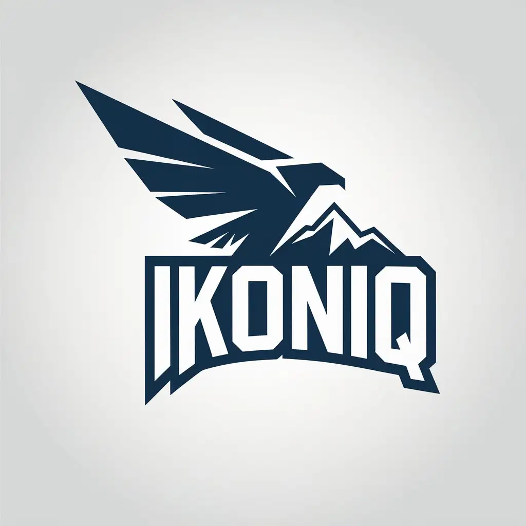 LOGO Design for IKONIQ Minimalistic Vector Eagle on Mountain Peak