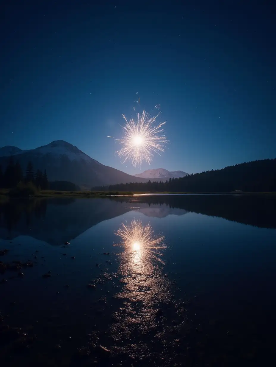 Sparkling light, dawn landscape from the night sky