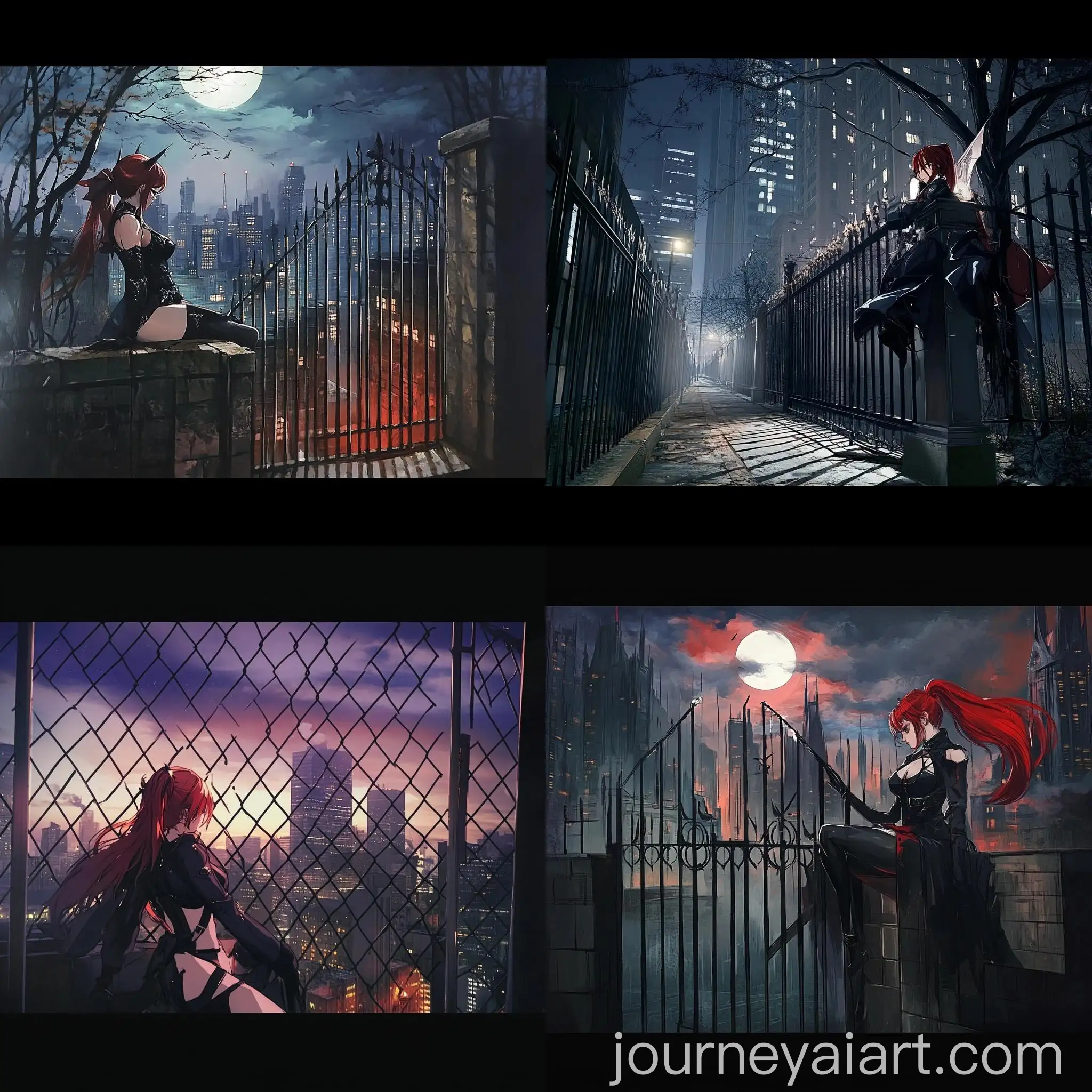 Night-Cityscape-with-Iron-Fence