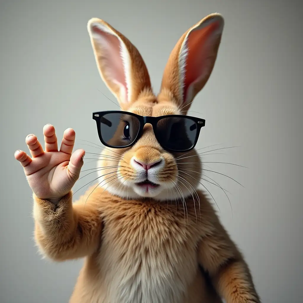 Rabbit with dark glasses making ok sign