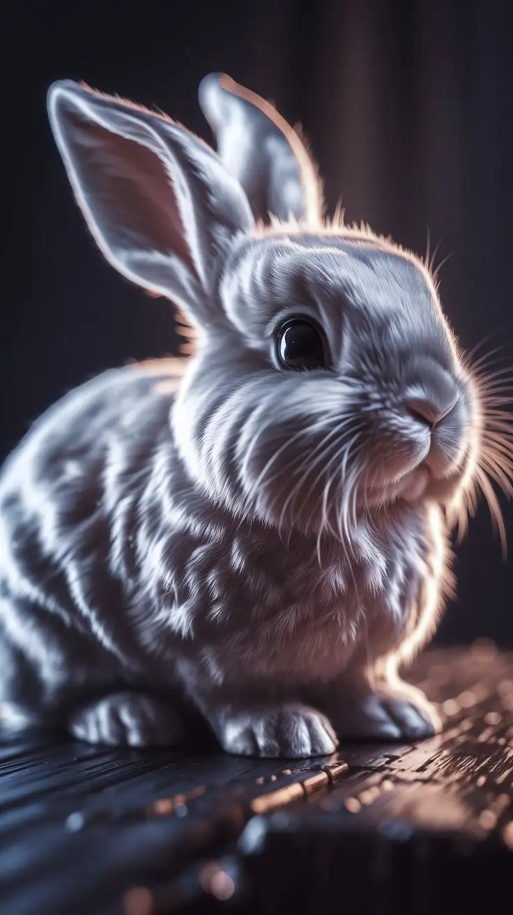 CloseUp-Portrait-of-a-Shiny-Satin-Bunny-with-Dramatic-Lighting