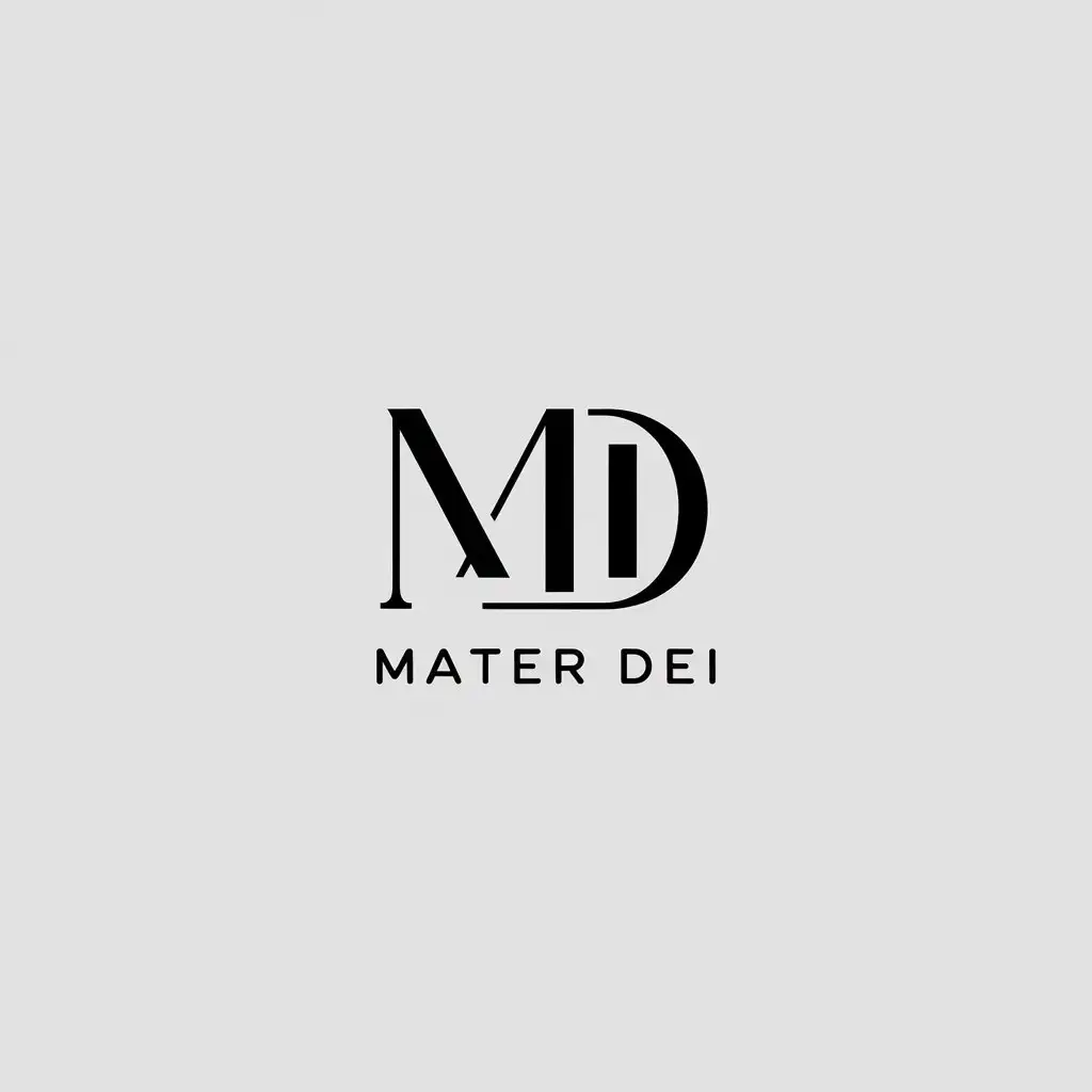 LOGO Design for Mater Dei Minimalistic MD Symbol for Religious Industry with Clear Background