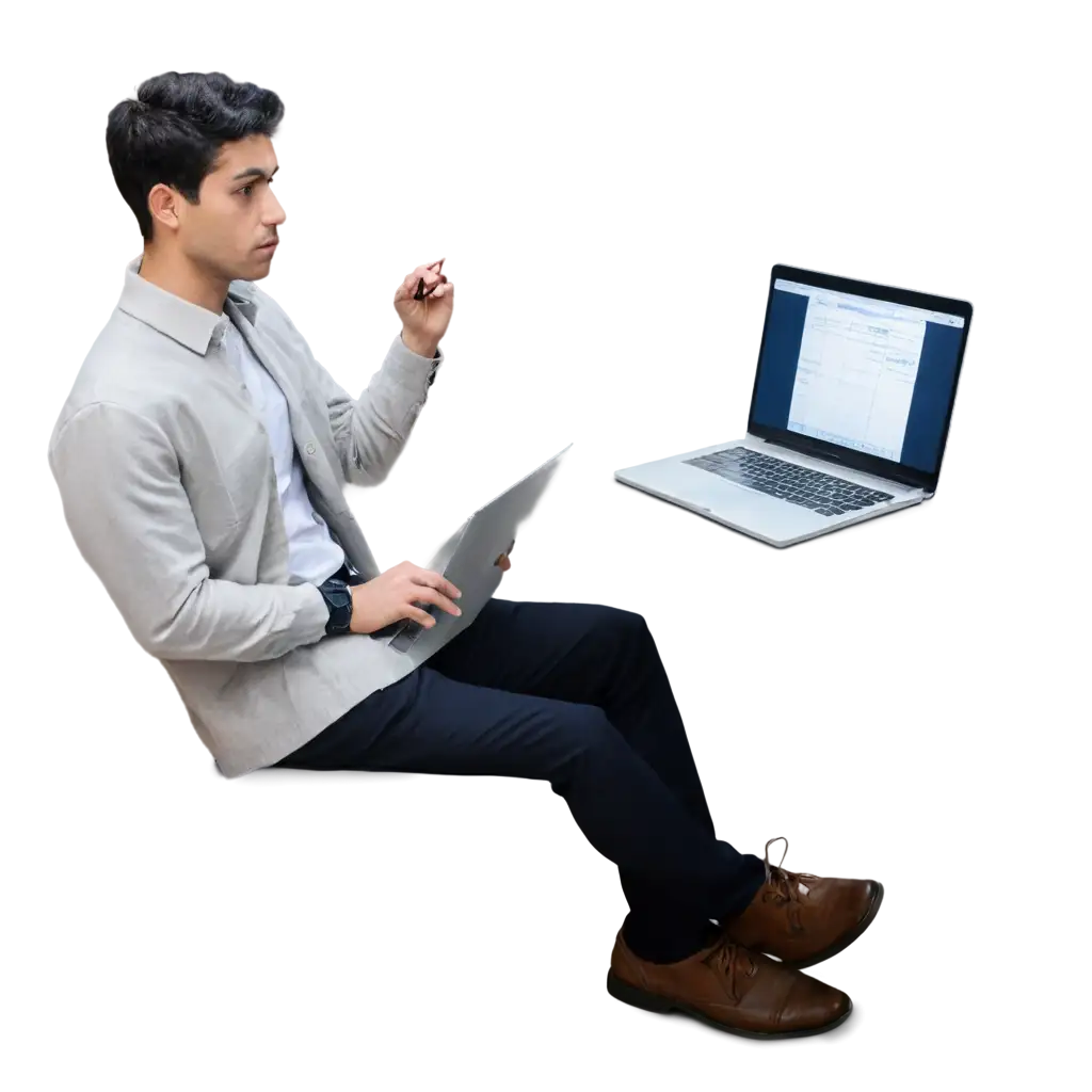 Professional-Man-Trading-in-Front-of-Computer-Thinking-PNG-Image