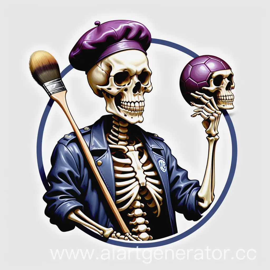 Skeleton-Artist-Painting-Football-Club-Logotype