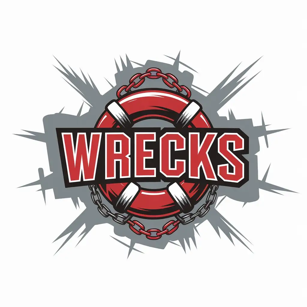 LOGO Design for WRECKS Futuristic Automotive Life Ring Chain in Red Black and Orange